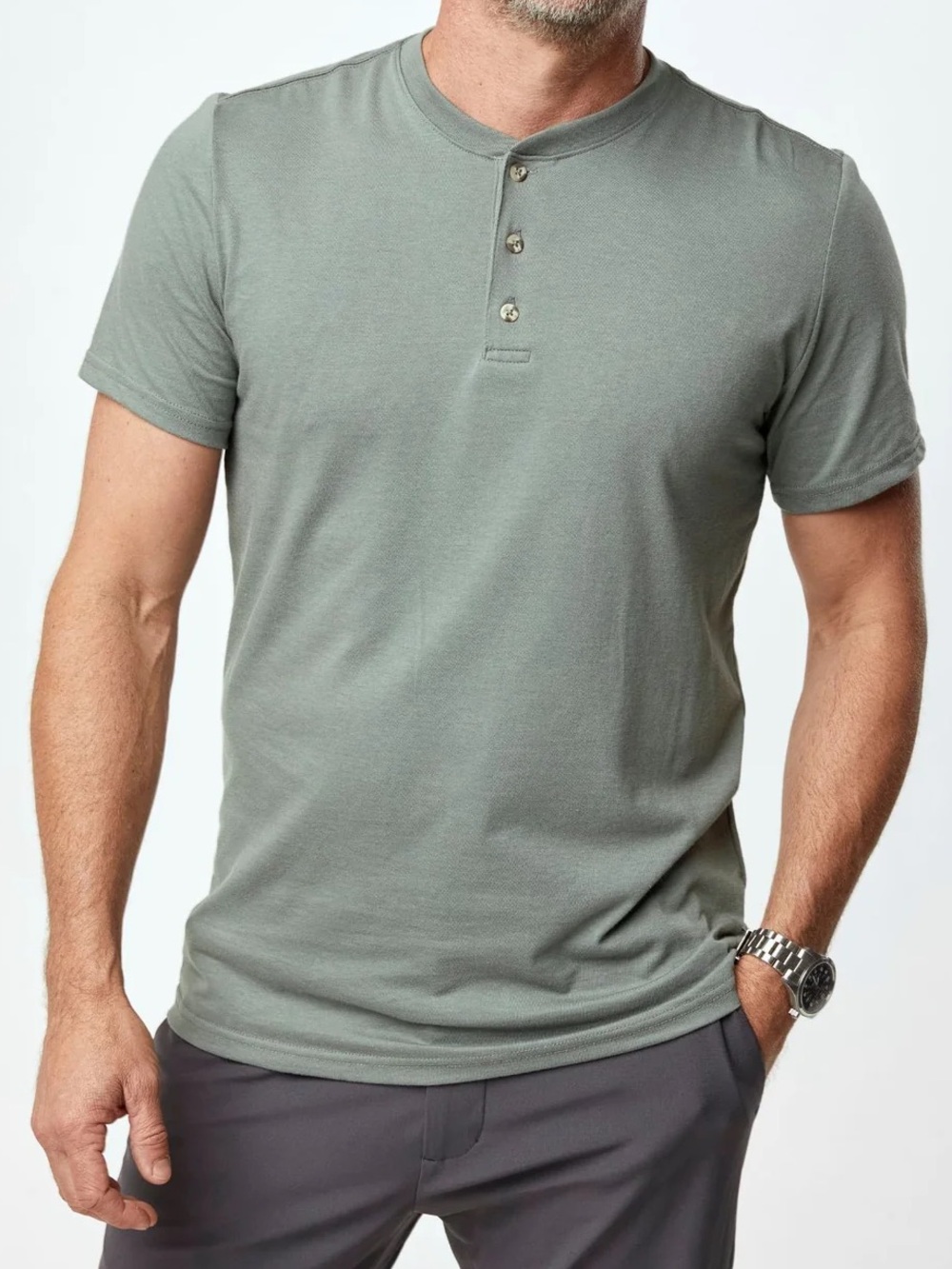 NIB - FRESH CLEAN THREADS - Men’s Henley Shirt - Mercury Green - SMALL